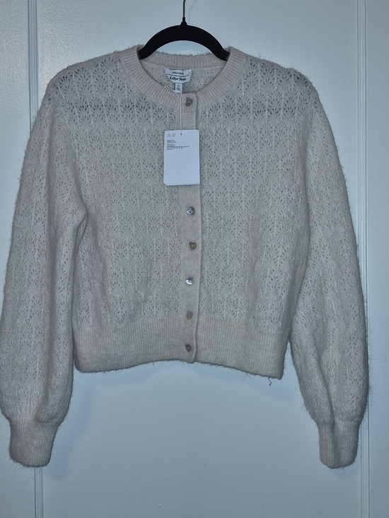 & Other Stories Sweaters - New Tags & Other Stories Cream Eyelet Knit Heart Button Cardigan, Size S